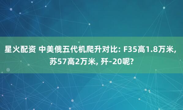 星火配资 中美俄五代机爬升对比: F35高1.8万米, 苏57高2万米, 歼-20呢?